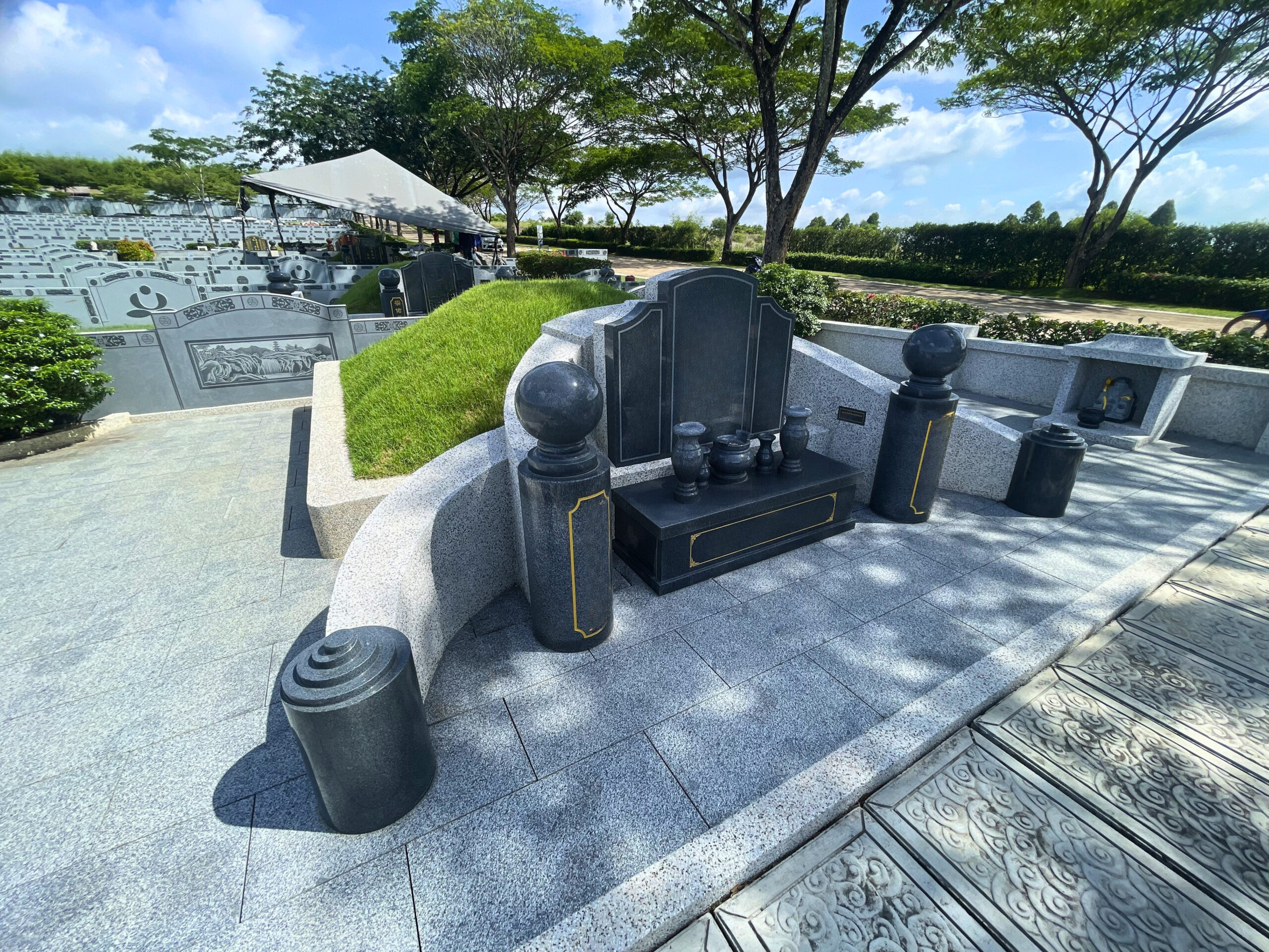 แบบสุสาน DA-03 หิน 654 Granite แปลงฝังคู่ Zone A
